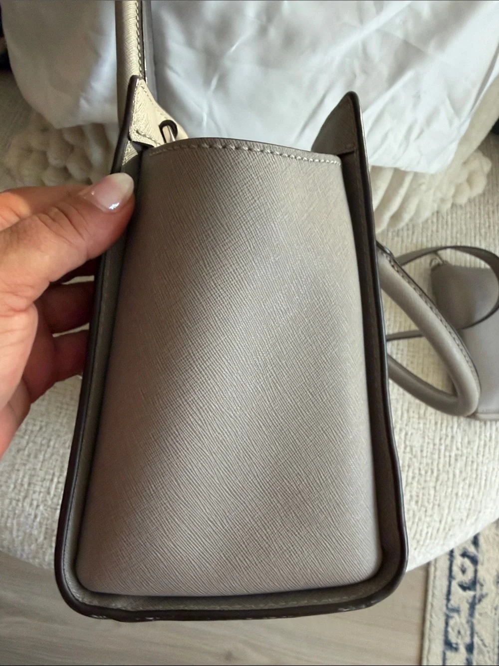 Michael Kors Pearl Grey Medium Leather Selma Satchel